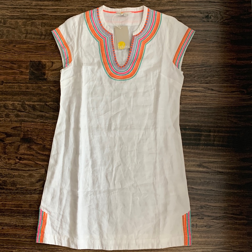 Boden Linen Embroidered Dress